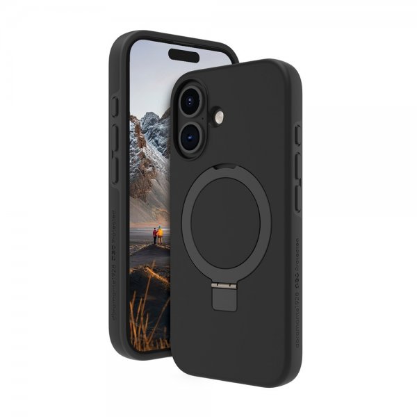 dbramante1928 iPhone 16 -kuori Iceland Ultra D3O MagSafe Kickstand, musta