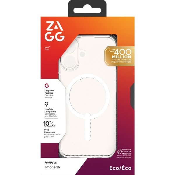 ZAGG iPhone 16 Luxe Snap läpinäkyvä kuori