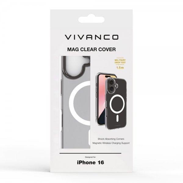 Vivanco iPhone 16 Suojakuori Mag Clear Läpinäkyvä
