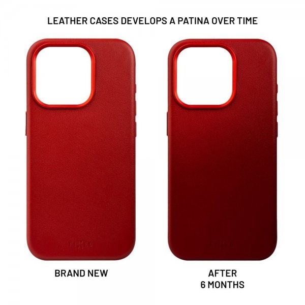 Kiinteä iPhone 16 -suojakuori MagLeather Punainen