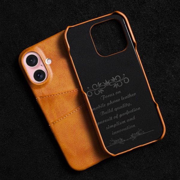 iPhone 16 -suojakuori kahdella korttipaikalla, vaaleanruskea