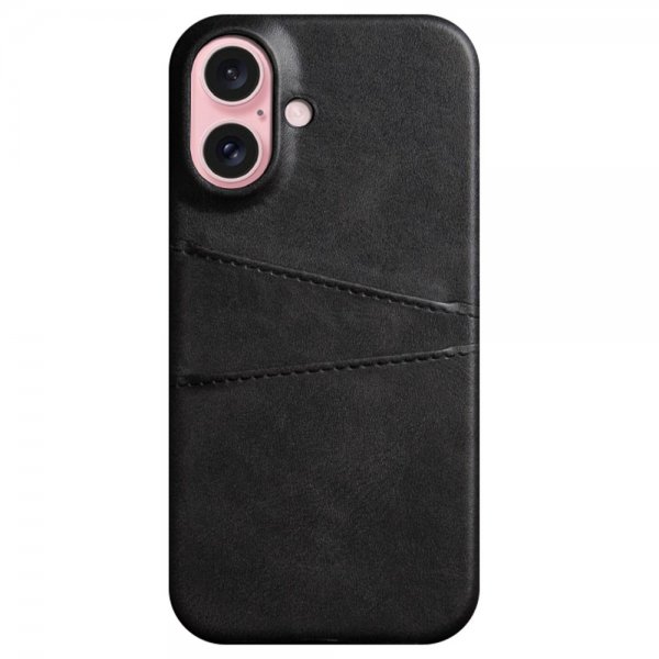 iPhone 16 -suojakuori, jossa kaksi korttitaskua, musta