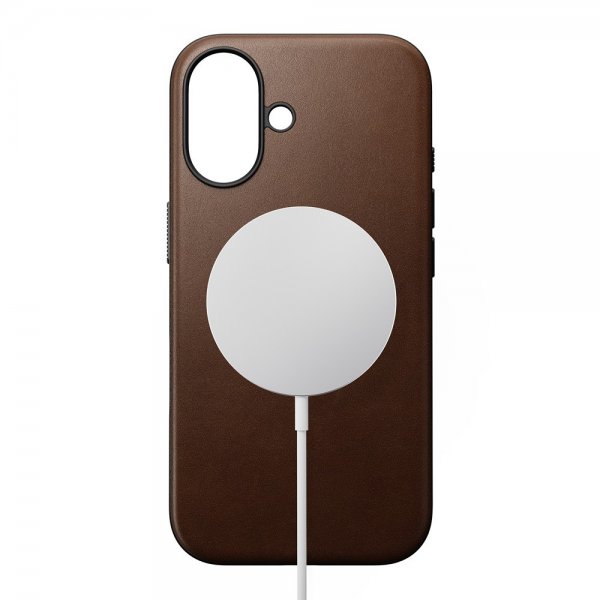 Nomad iPhone 16 Modern Leather Case, ruskea