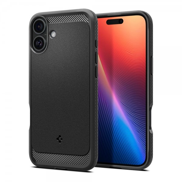 Spigen iPhone 16 -suojakuori Rugged Armor MagFit Matte Black