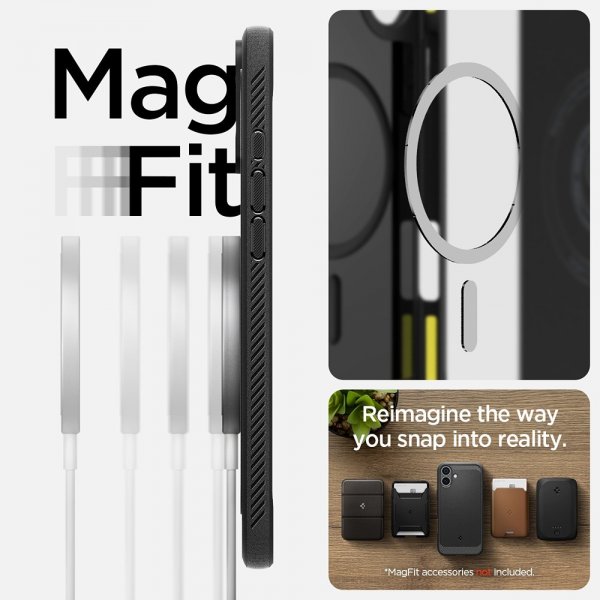 Spigen iPhone 16 -suojakuori Rugged Armor MagFit Matte Black