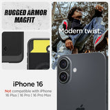 Spigen iPhone 16 -suojakuori Rugged Armor MagFit Matte Black