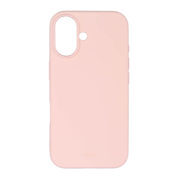 Onsala iPhone 16 -suojakuori, silikonituntuma, Chalk Pink