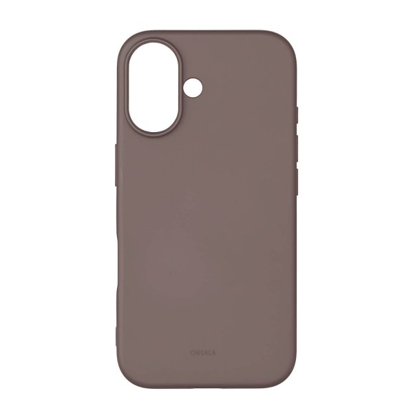 Onsala iPhone 16 -suojakuori, silikonituntuma, Chocolate