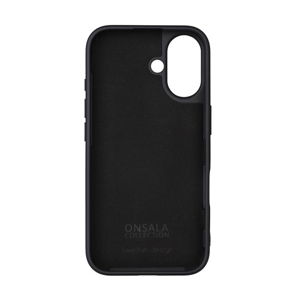 Onsala iPhone 16 -suojakuori, silikonituntuma, musta