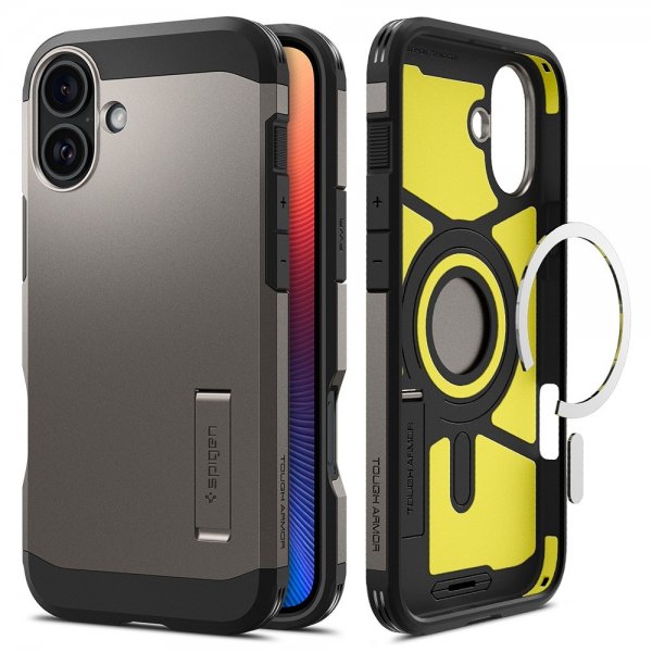Spigen iPhone 16 Suojakuori Tough Armor MagFit Gunmetal