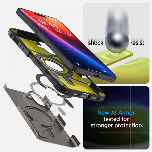 Spigen iPhone 16 Suojakuori Tough Armor MagFit Gunmetal