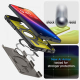 Spigen iPhone 16 Suojakuori Tough Armor MagFit Gunmetal