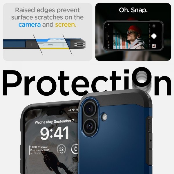 Spigen iPhone 16 -suojakuori Tough Armor MagFit Navy Blue