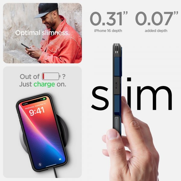 Spigen iPhone 16 -suojakuori Tough Armor MagFit Navy Blue