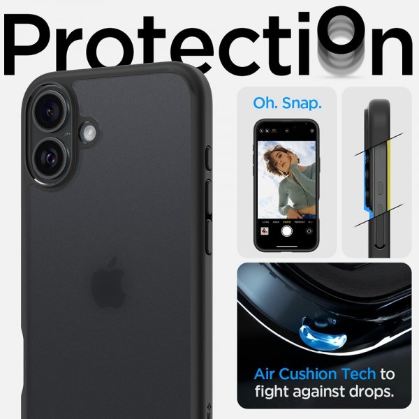 Spigen iPhone 16 -suojakuori Ultra Hybrid Frost Black