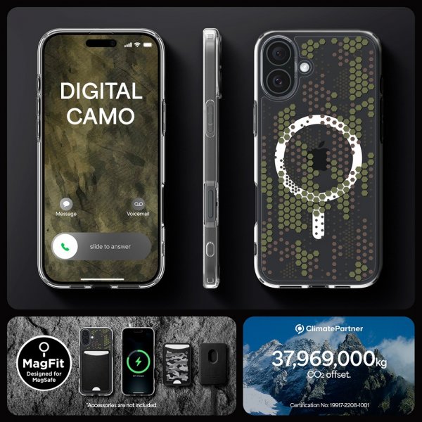 Spigen iPhone 16 -suojakuori Ultra Hybrid MagFit Digital Camo