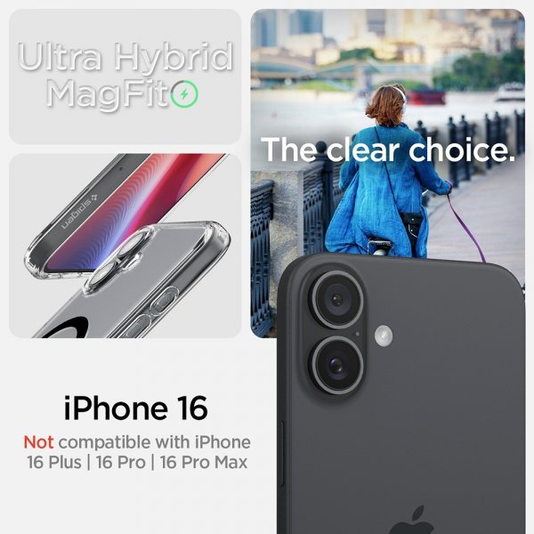 Spigen iPhone 16 -suojakuori Ultra Hybrid MagFit musta