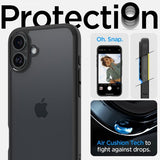 Spigen iPhone 16 -suojakuori Ultra Hybrid Matte, musta