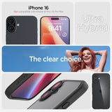 Spigen iPhone 16 -suojakuori Ultra Hybrid Matte, musta