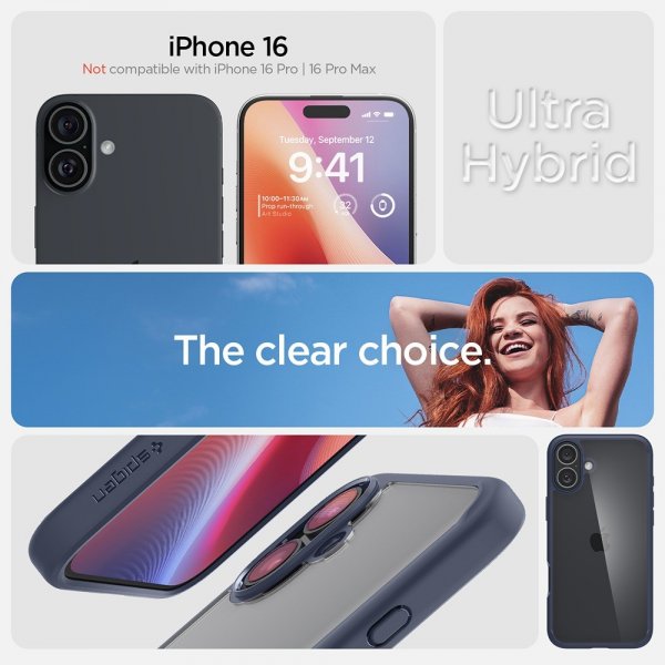 Spigen iPhone 16 -suojakuori Ultra Hybrid Navy Blue