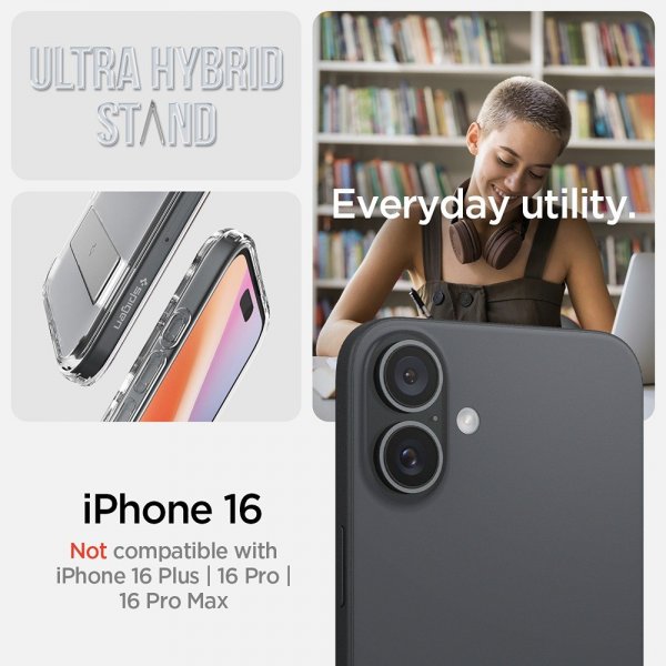 Spigen iPhone 16 Suojakuori Ultra Hybrid S MagFit Crystal Clear
