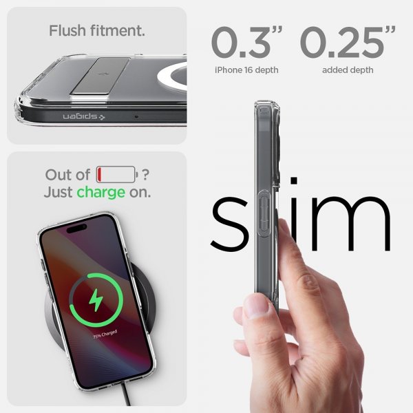 Spigen iPhone 16 Suojakuori Ultra Hybrid S MagFit Crystal Clear