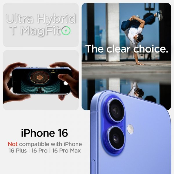 Spigen iPhone 16 Suojakuori Ultra Hybrid T MagFit Kirkas Valkoinen
