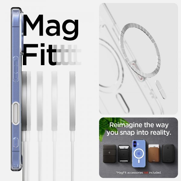 Spigen iPhone 16 Suojakuori Ultra Hybrid T MagFit Kirkas Valkoinen