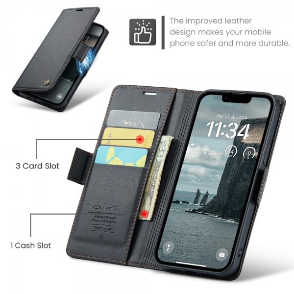 CaseMe iPhone 16e/17e Kotelo 023 Series Musta
