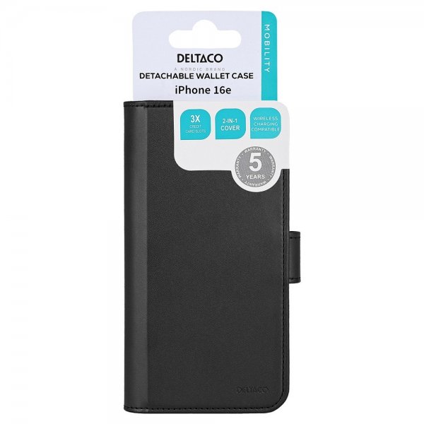 Deltaco iPhone 16./17. Kotelo irrotettavalla MagSafe-kuorella, musta