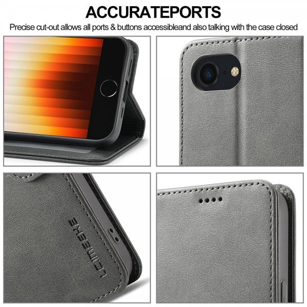 Lc.Imeeke iPhone 16e/17e -kuoret korttipaikalla, jalustatoiminnolla, harmaa