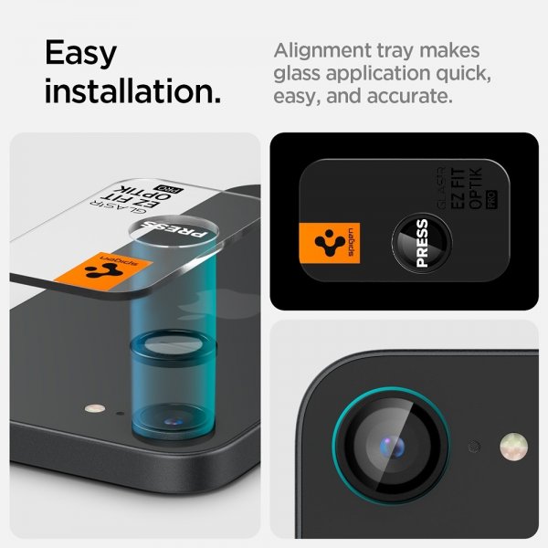 Spigen iPhone 16e/17e Kameran suoja GLAS.tR EZ Fit Optik Pro 2-pakkaus