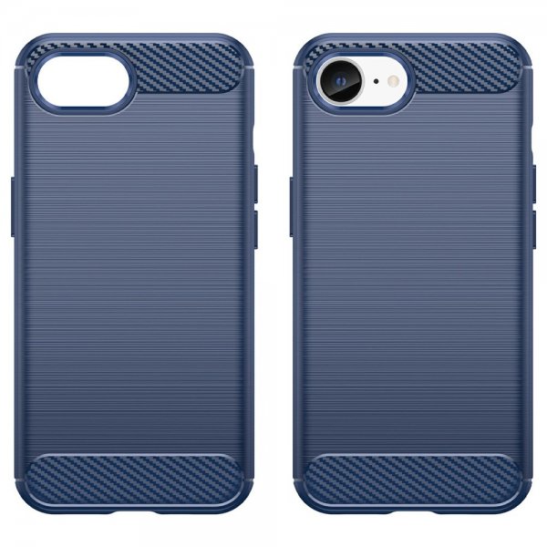 iPhone 16./17. kuoret harjattua hiilikuitutekstuuria, sininen