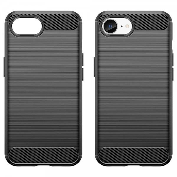 iPhone 16./17. kuori, harjattu hiilikuitutekstuuri, musta