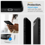 Spigen iPhone 16/17 -kuori, Liquid Air, mattamusta