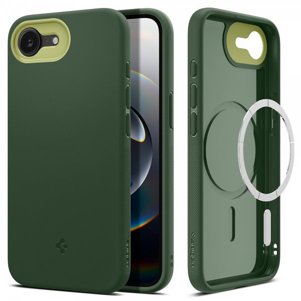 Spigen iPhone 16e/17e -kuori Nano Pop MagFit Avo Green