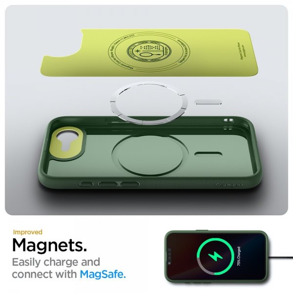 Spigen iPhone 16e/17e -kuori Nano Pop MagFit Avo Green