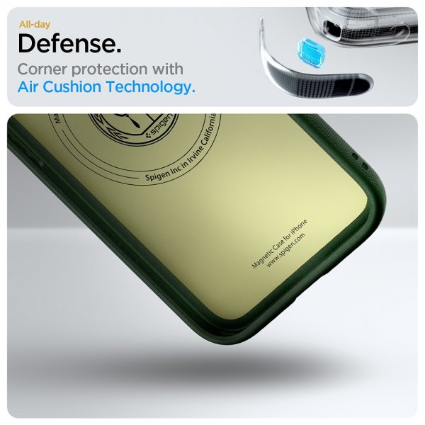 Spigen iPhone 16e/17e -kuori Nano Pop MagFit Avo Green