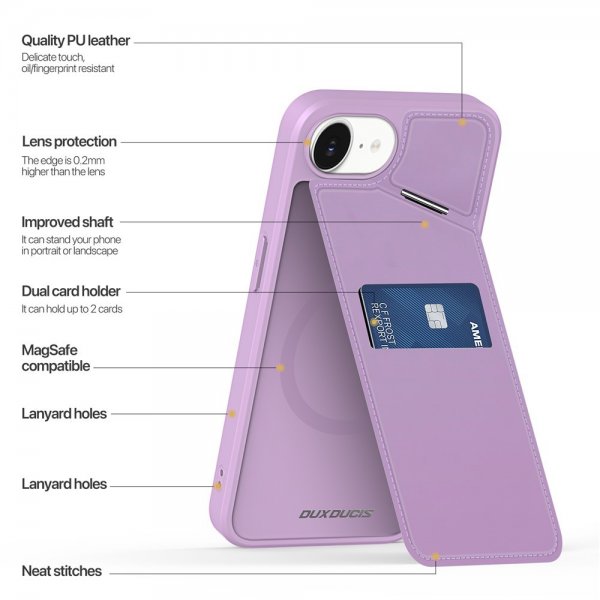 Dux Ducis iPhone 16e/17e -kuori Rafi II Series MagSafe violetti
