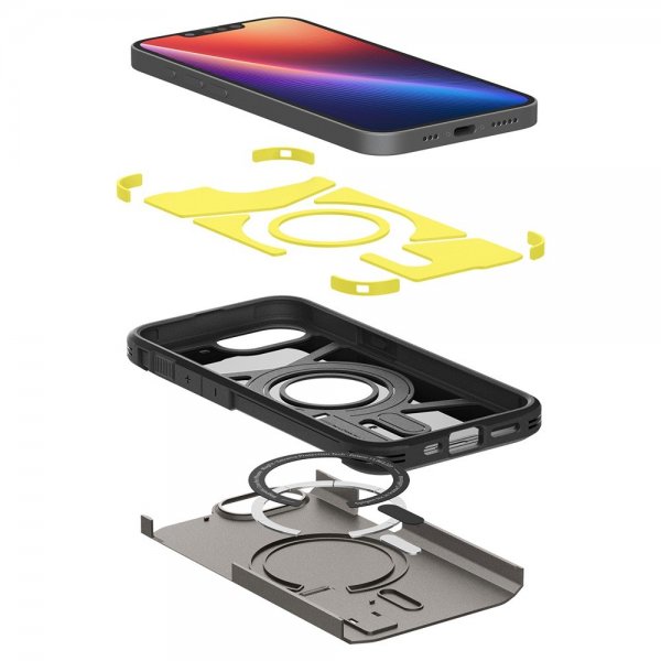 Spigen iPhone 16/17 -kuori, Tough Armor MagFit, Gunmetal