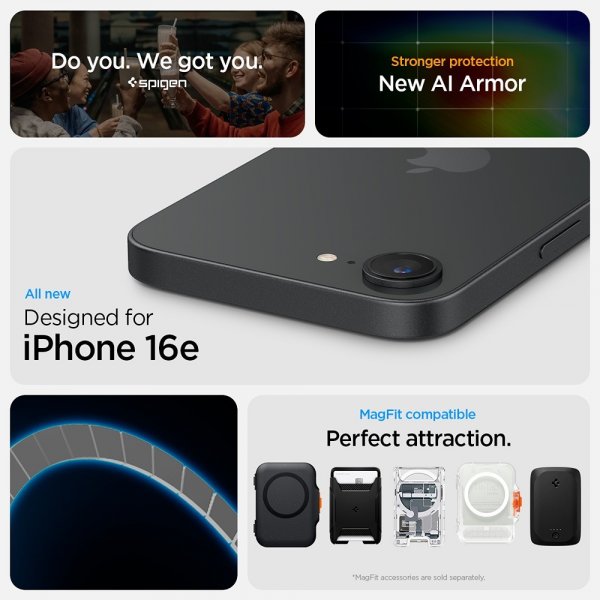 Spigen iPhone 16/17 -suojakuori Tough Armor MagFit, musta
