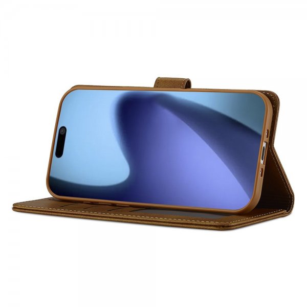 Lc.Imeeke iPhone Air -kotelo, jossa korttipaikka ja jalustatoiminto, vaaleanruskea