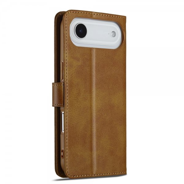 Lc.Imeeke iPhone Air -kotelo, jossa korttipaikka ja jalustatoiminto, vaaleanruskea