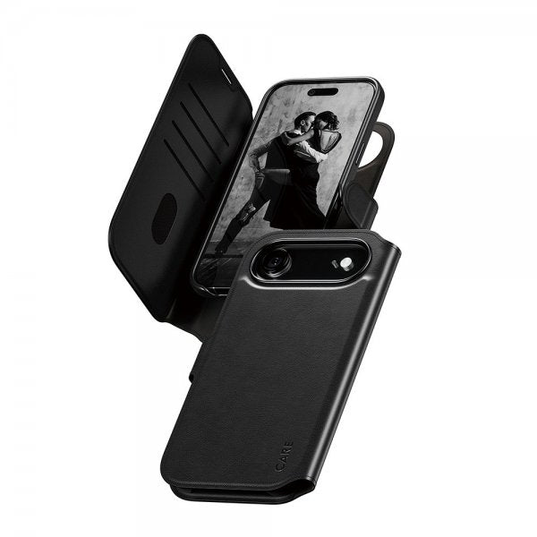 CARE by PanzerGlass iPhone Air -kotelo Tango Two-in-One Wallet MagSafe, musta