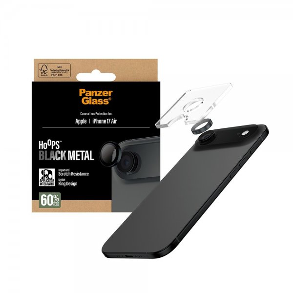 PanzerGlass iPhone Air kamerasuojus Hoops Musta