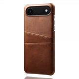 iPhone Air -kuori, jossa kaksi korttipaikkaa, tummanruskea