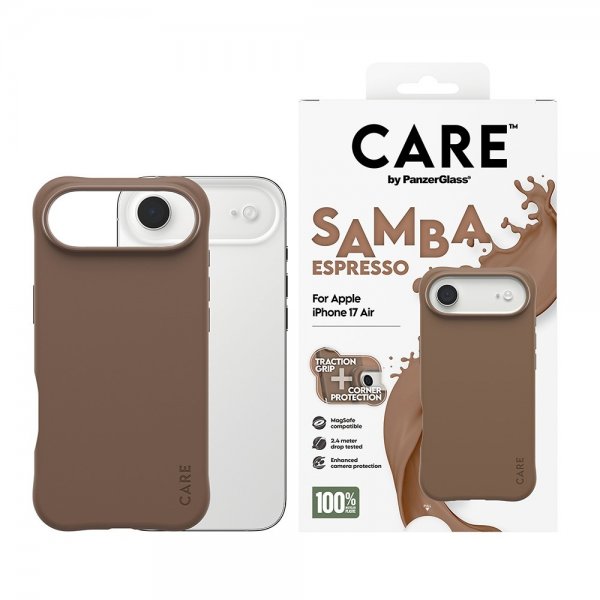 CARE by PanzerGlass iPhone Air -kuori Samba MagSafe Espresso