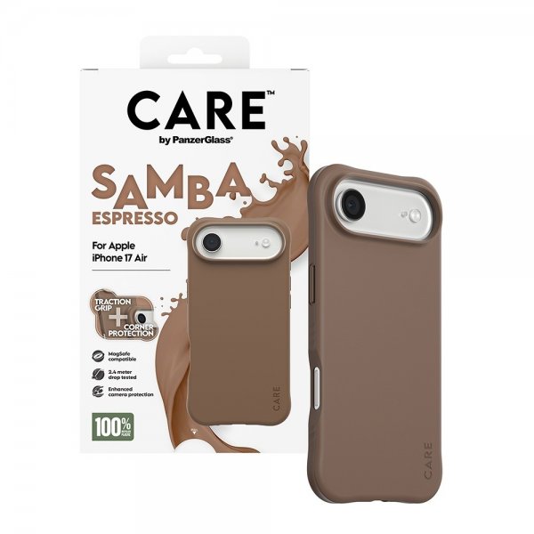 CARE by PanzerGlass iPhone Air -kuori Samba MagSafe Espresso