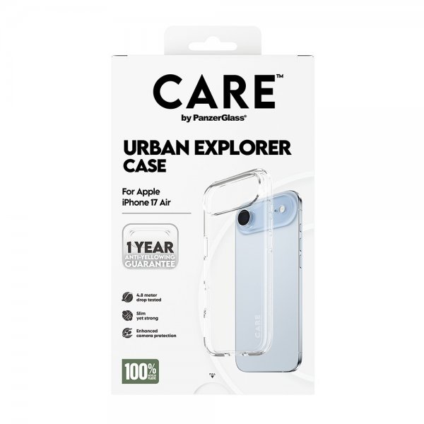 CARE by PanzerGlass iPhone Air -suojakuori Urban Explorer läpinäkyvä