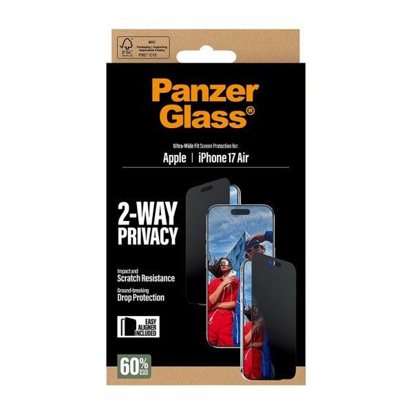 PanzerGlass iPhone Air -näytönsuoja Ultra-Wide Fit Privacy EasyAligner